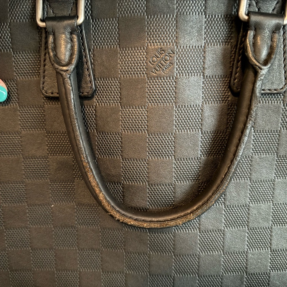 Louis Vuitton Matte Black Damier Porte Documents Jour Leather Satchel - Picture 4 of 15